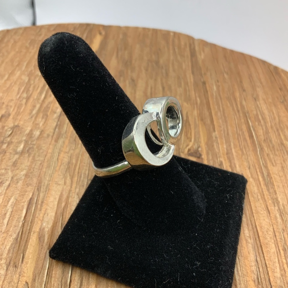 925 Silver Geometric Interlocking Double Open Cir… - image 2